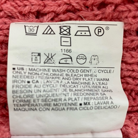 Old Navy Women’s Hi-Low Crochet Knit Sweater S/P Salmon Pink Crew Neck Long Slvs - Picture 5 of 10